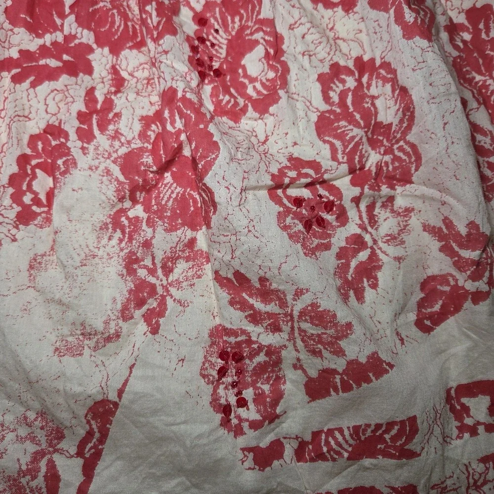 Free People Red Beige‎ Floral Skirt Women's Size 2 Boho Cottagecore Prairie